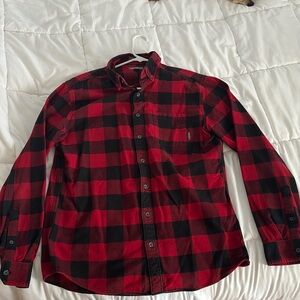Men’s Eddie Bauer flannel shirt. Red and black buffalo plaid. Size tall large